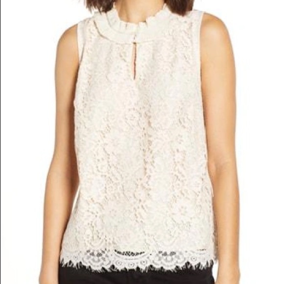 J. Crew sleeveless lace ruffle neck top - Picture 1 of 7